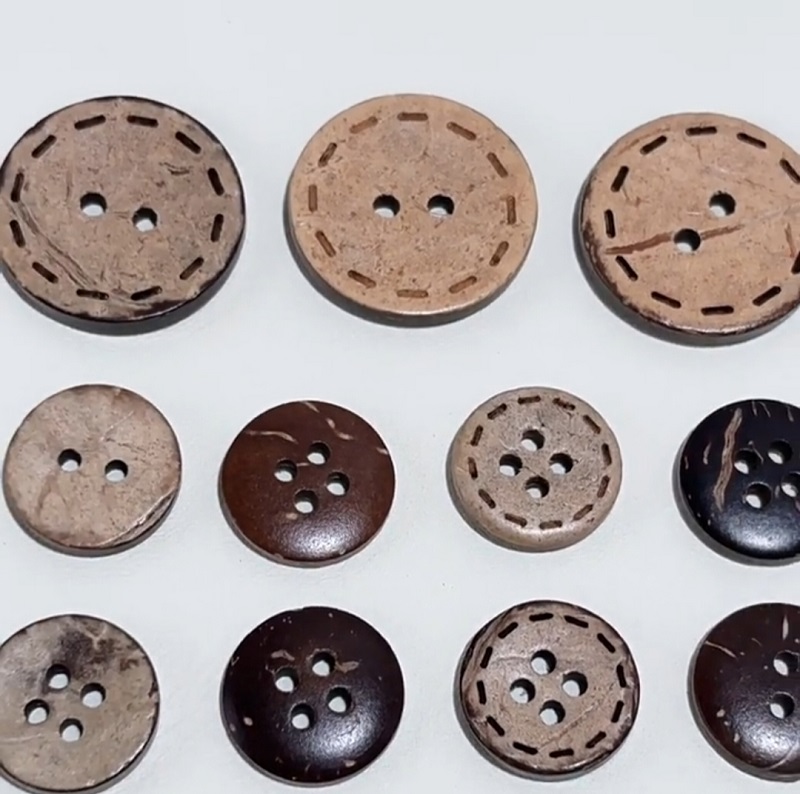 Botões de casca de coco: acessórios de vestuário naturais, ecológicos e exclusivos